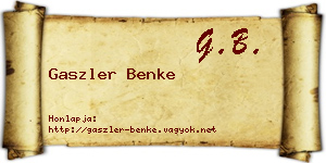 Gaszler Benke névjegykártya